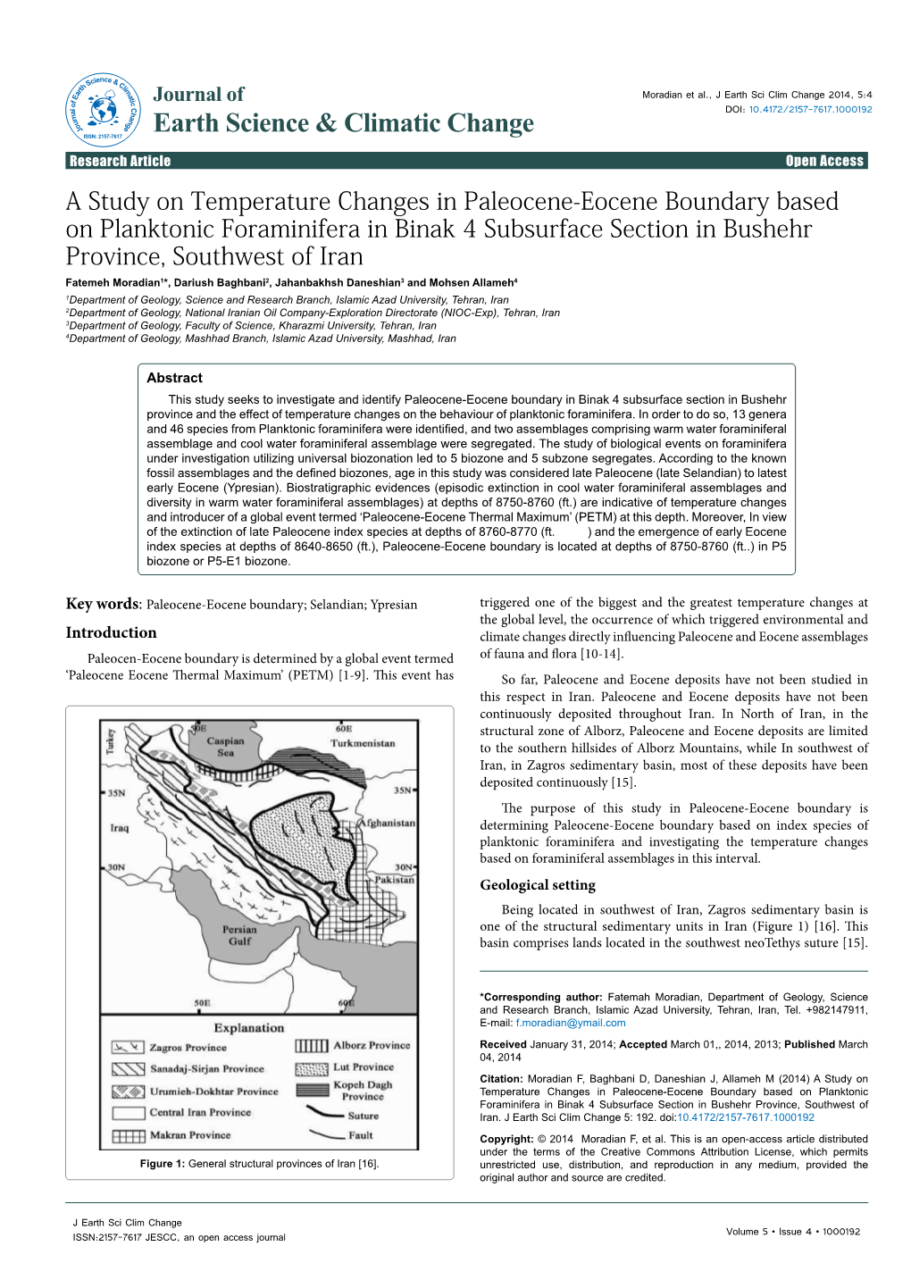 A Study on Temperature Changes in Paleocene-Eocene Boundary Based on Planktonic Foraminifera in Binak 4 Subsurface Section in Bu