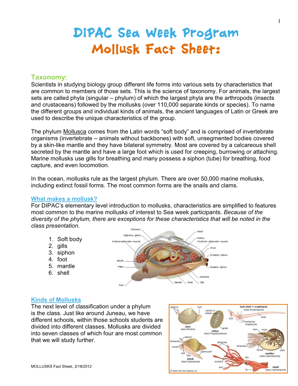 Mollusk Fact Sheet