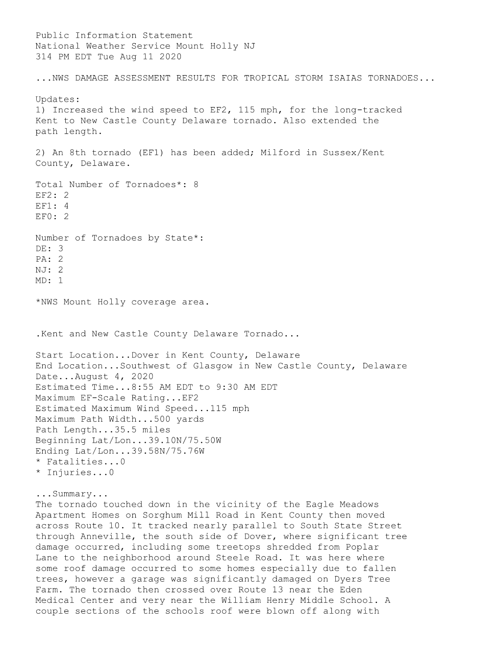 Tornado Summary