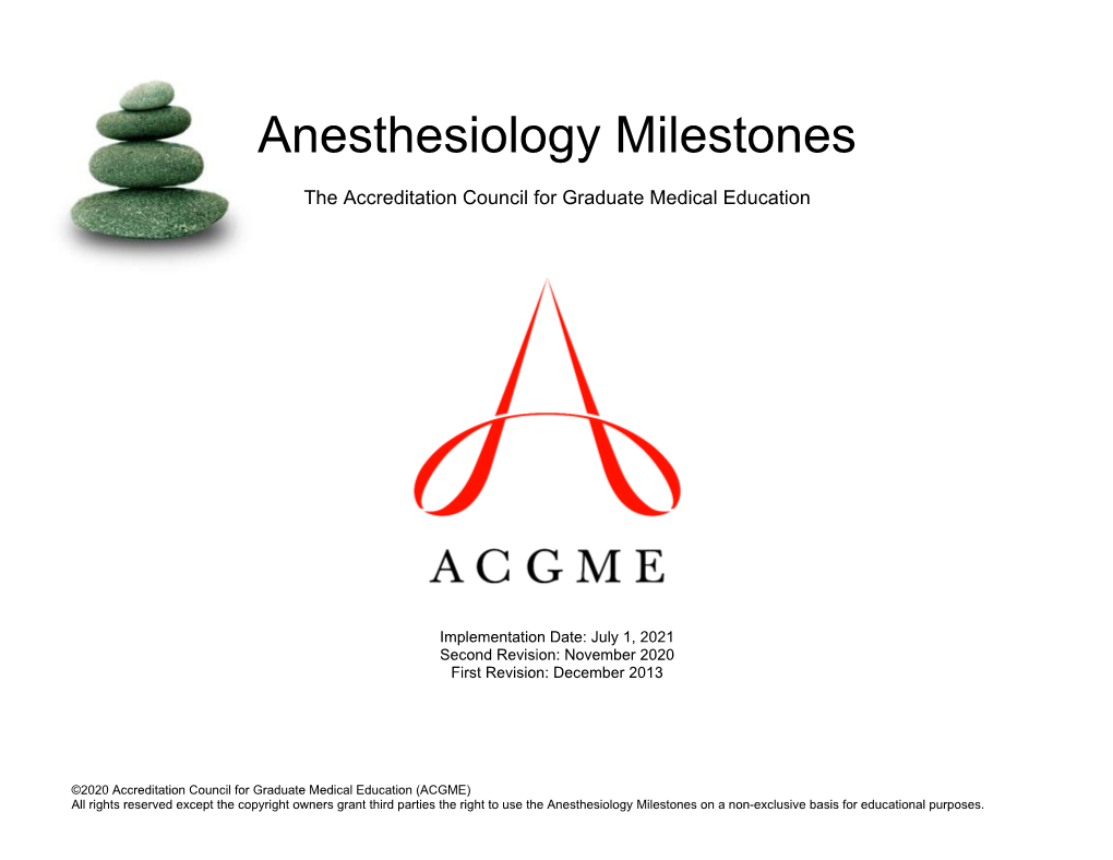 Anesthesiology Milestones