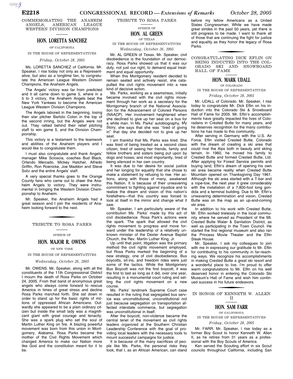 CONGRESSIONAL RECORD— Extensions of Remarks E2218 HON