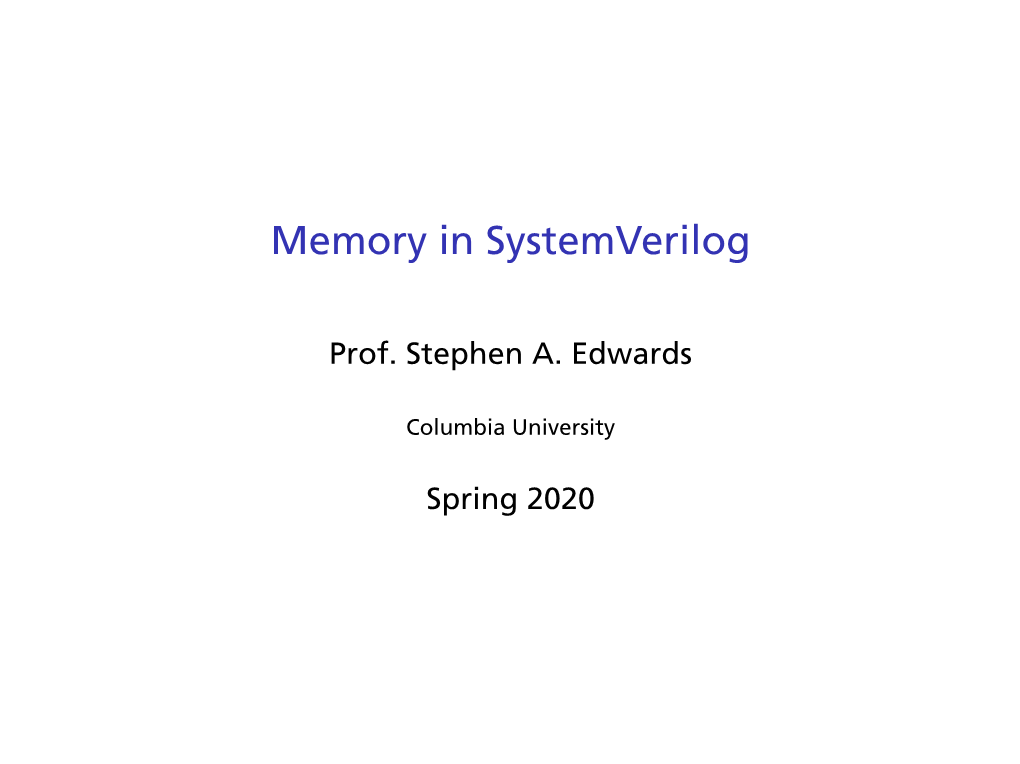 Memory in Systemverilog