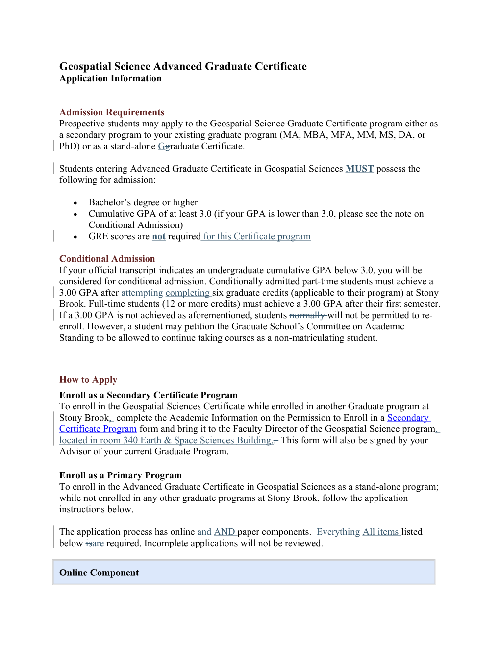 Geospatial Science Advanced Graduate Certificate