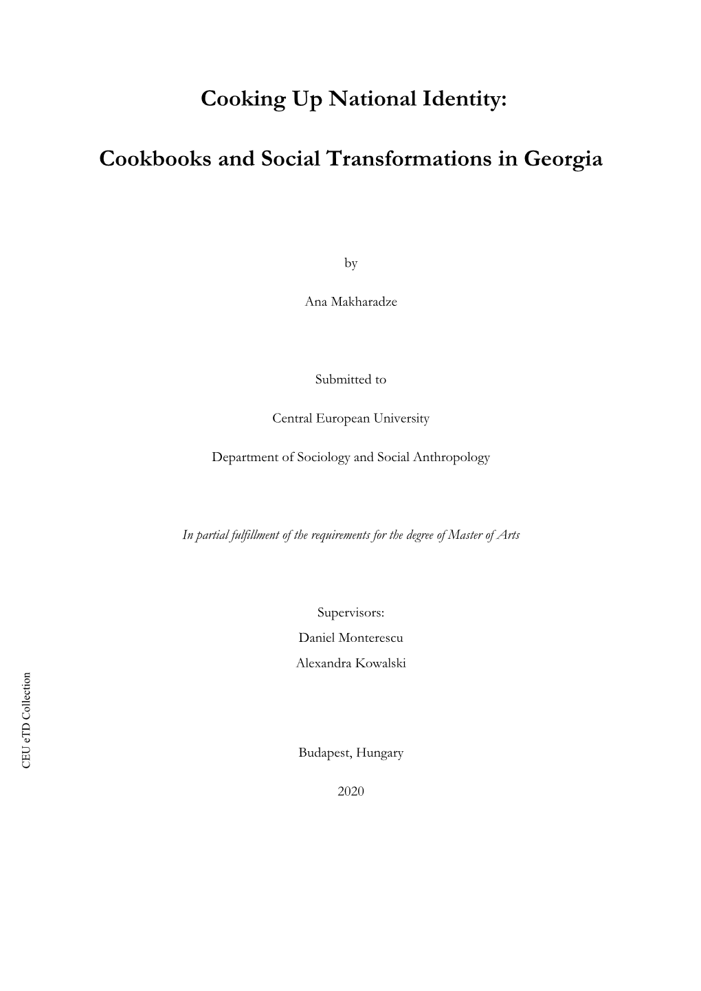 Cookbooks and Social Transformations in Georgia