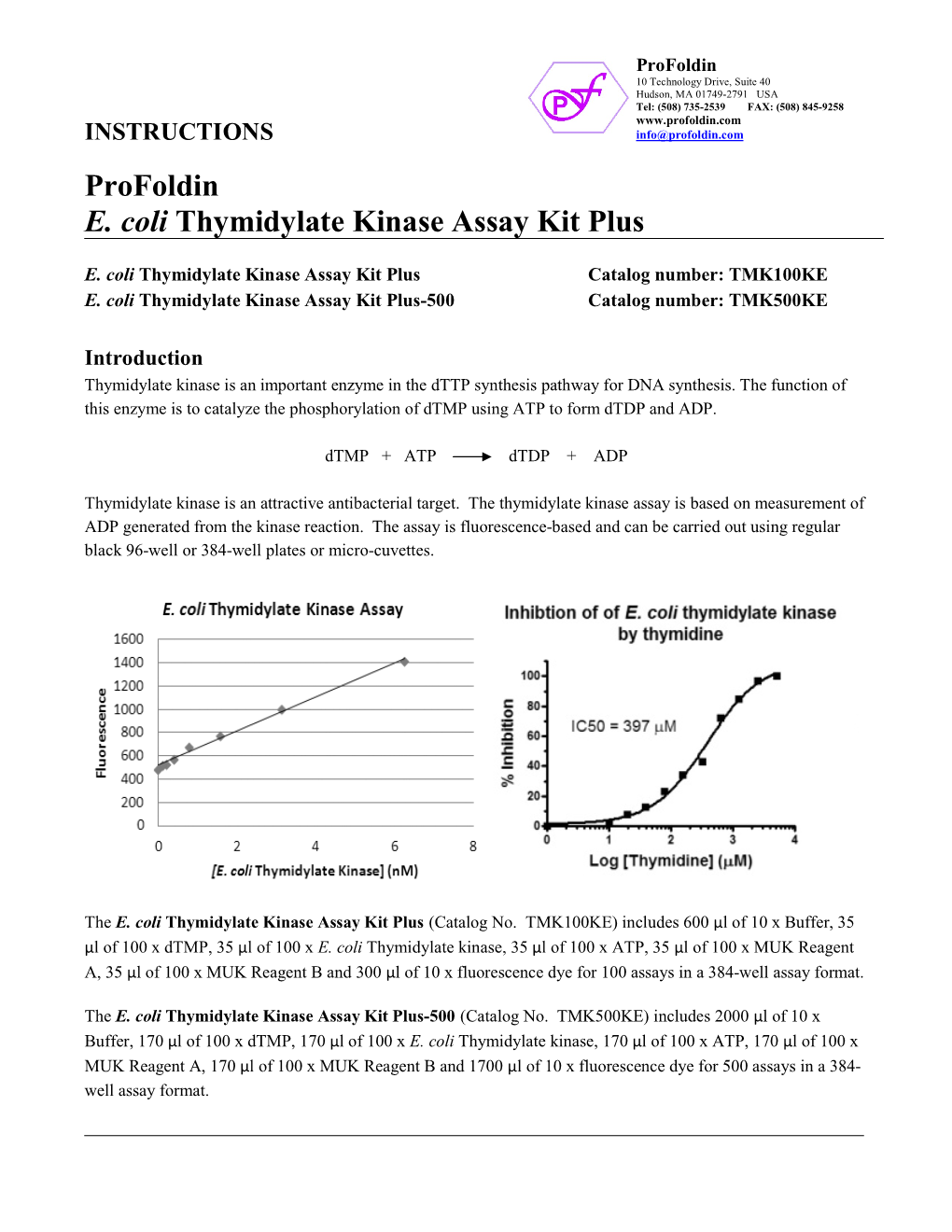 Profoldin E. Coli Thymidylate Kinase Assay Kit Plus