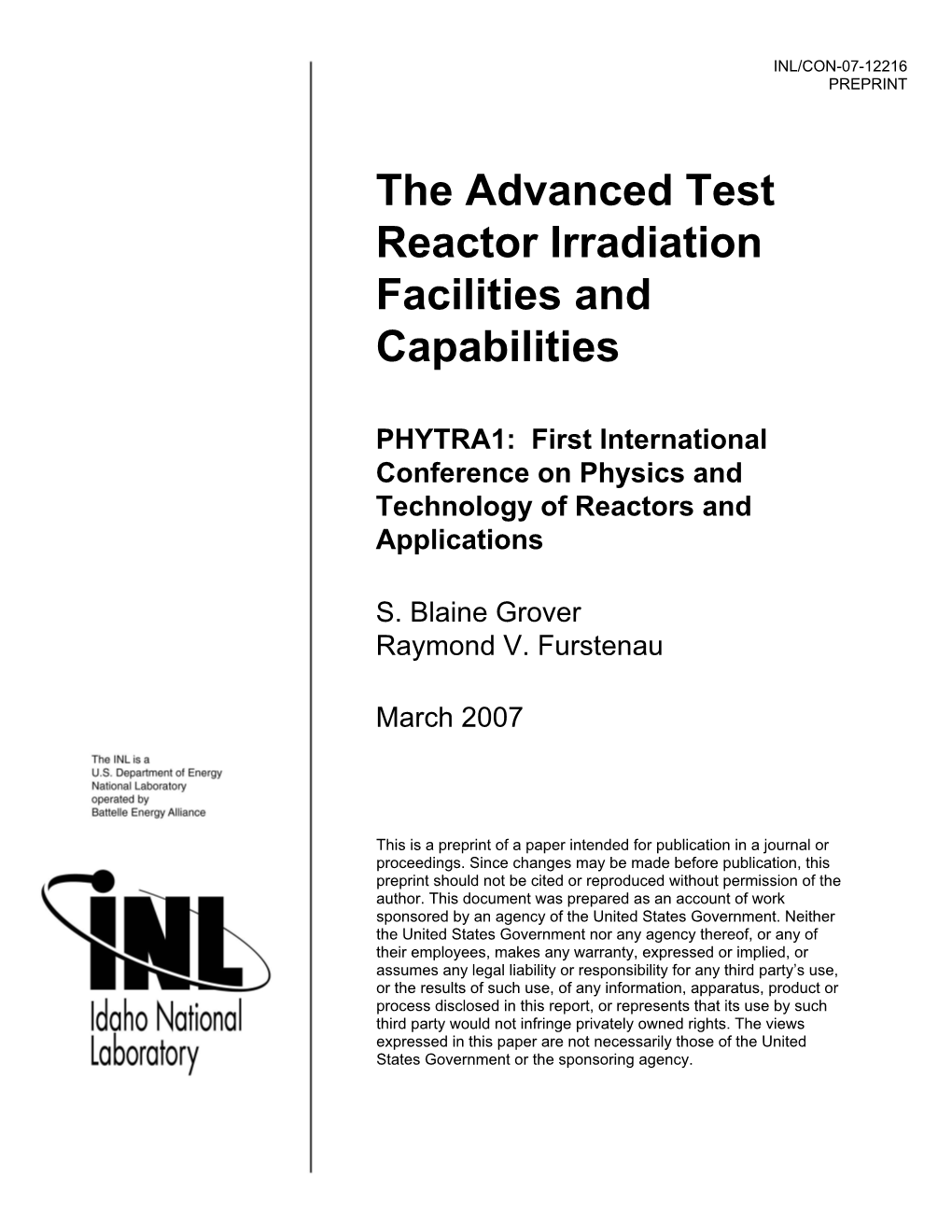 The Advanced Test Reactor Irradiation Facilities and Capabilities