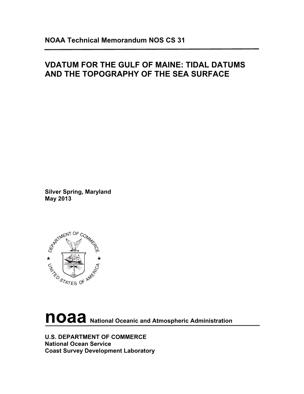 Vdatum for the Gulf of Maine:Tidal Datums and Topography of the Sea