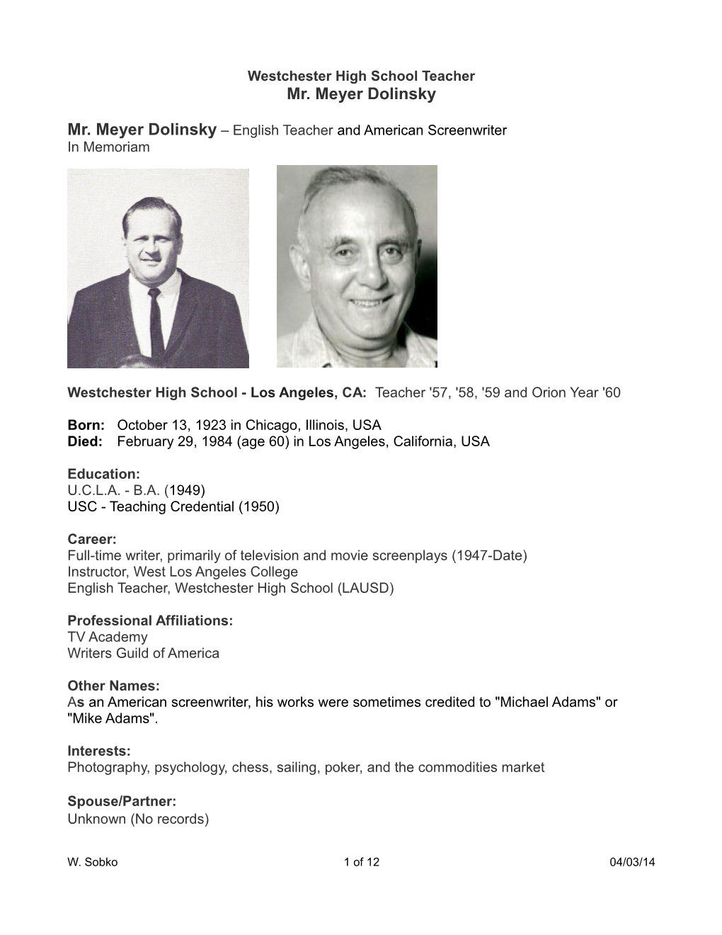 Mr. Meyer Dolinsky