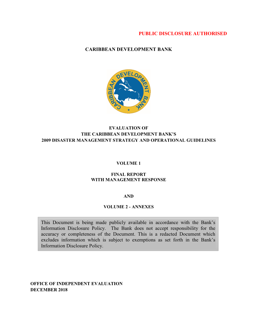 Public Disclosure Authorised Caribbean Development