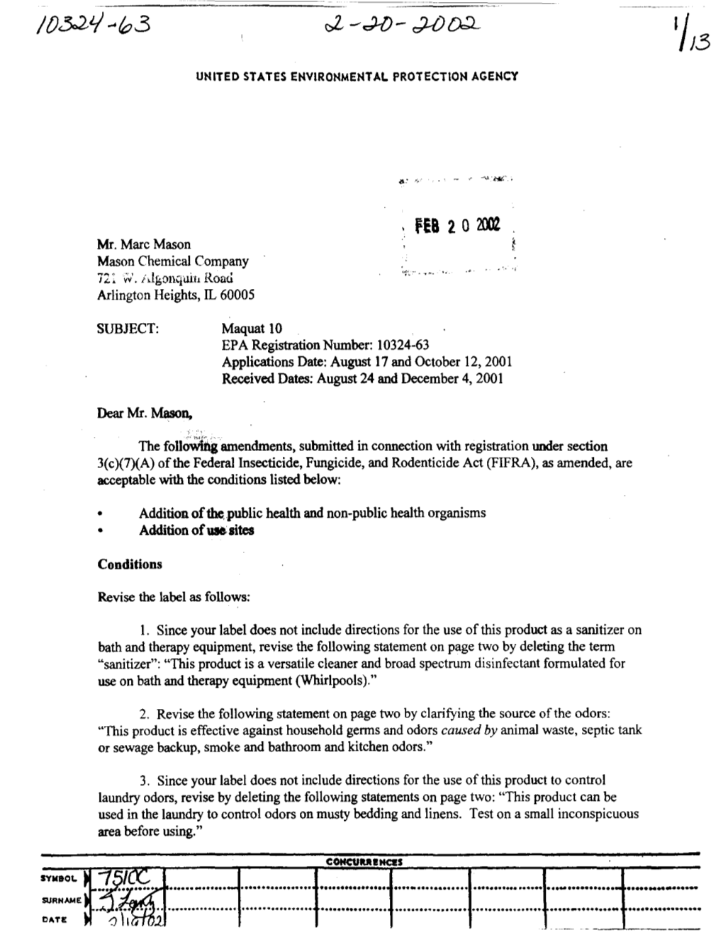 U.S. EPA, Pesticide Product Label, MAQUAT 10, 02/20/2002