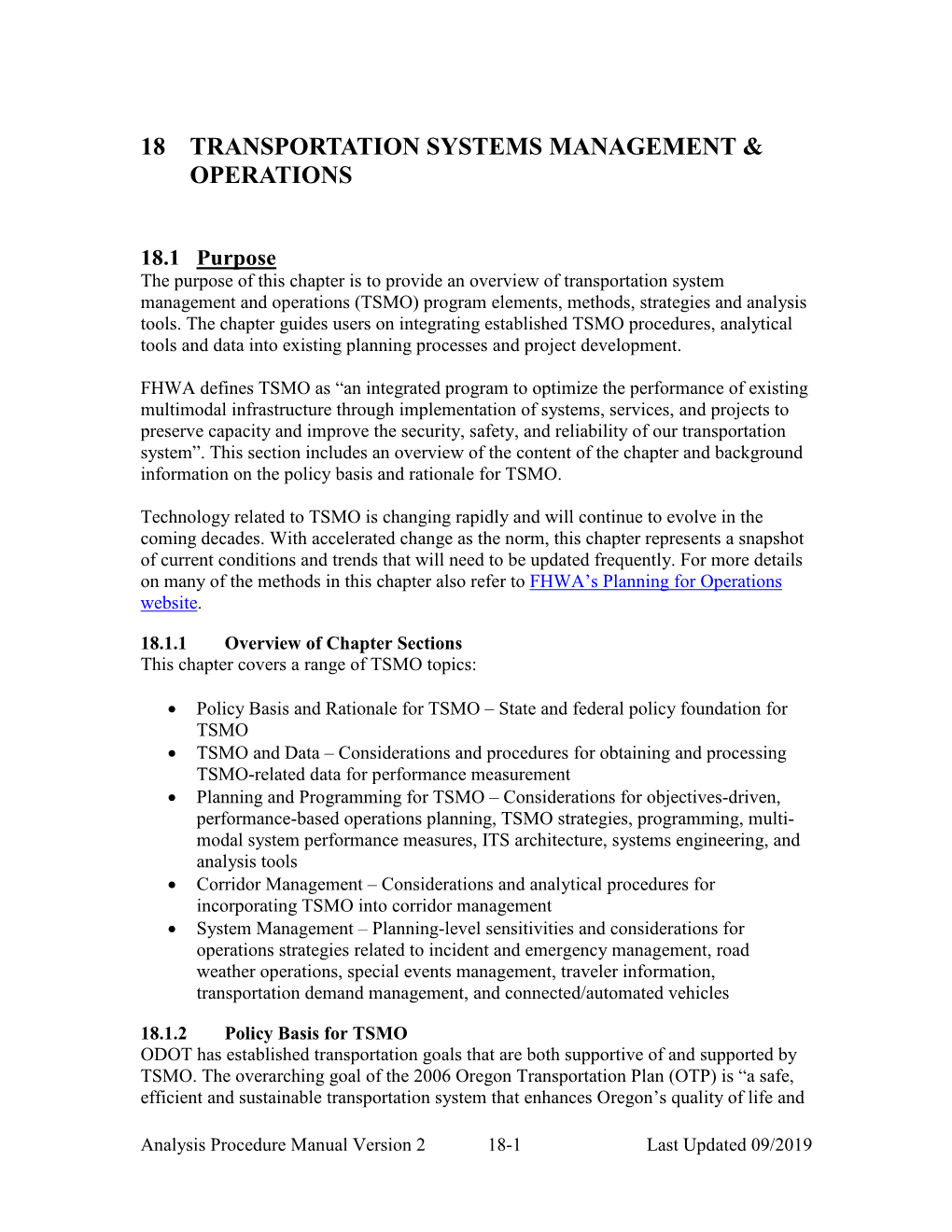 18 Transportation Systems Management & Operations