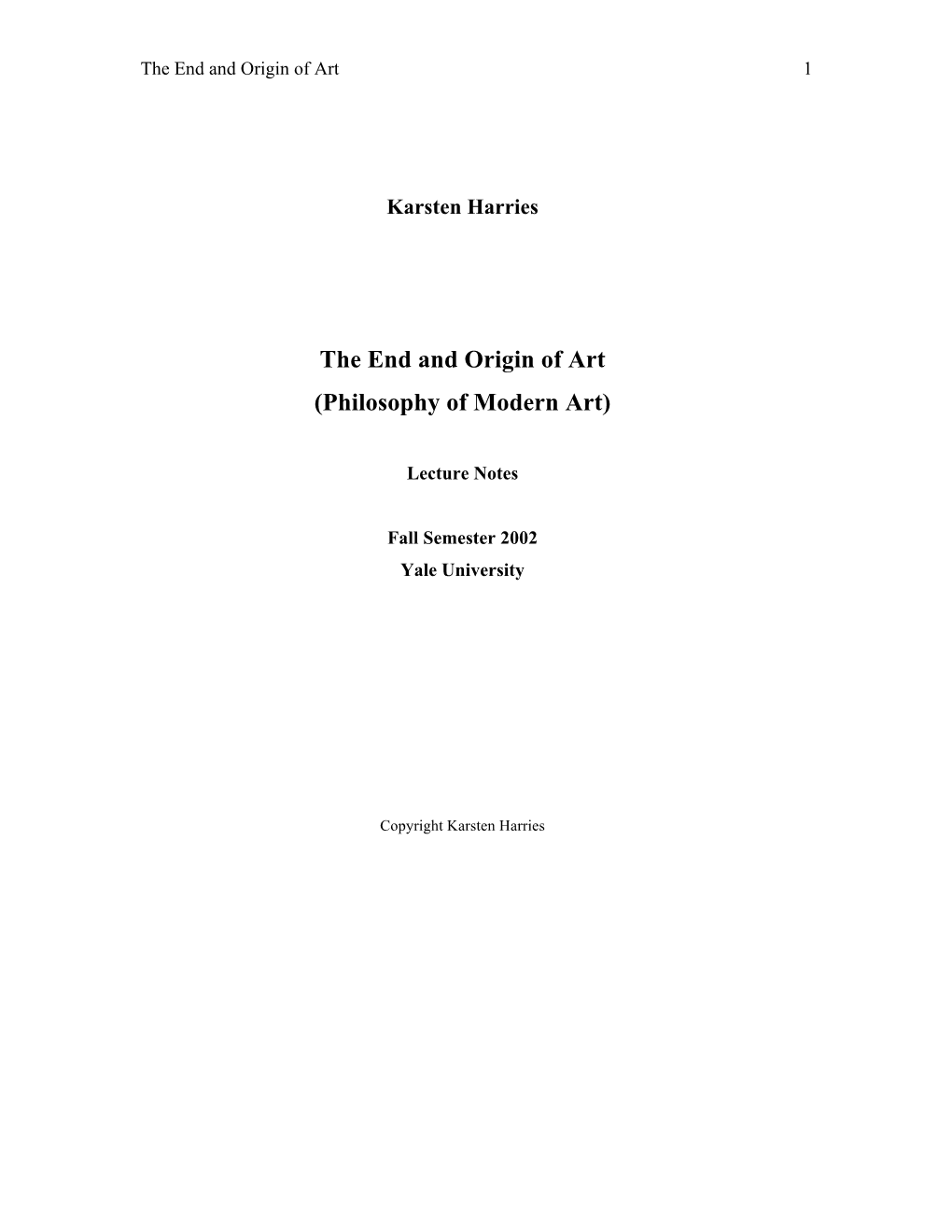 End and Origin of Art 1