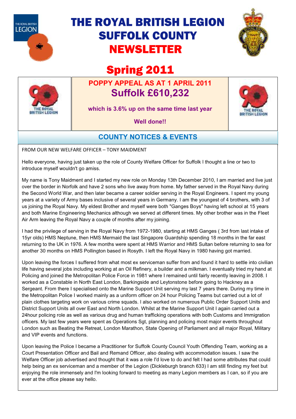 The Royal British Legion Suffolk County Newsletter