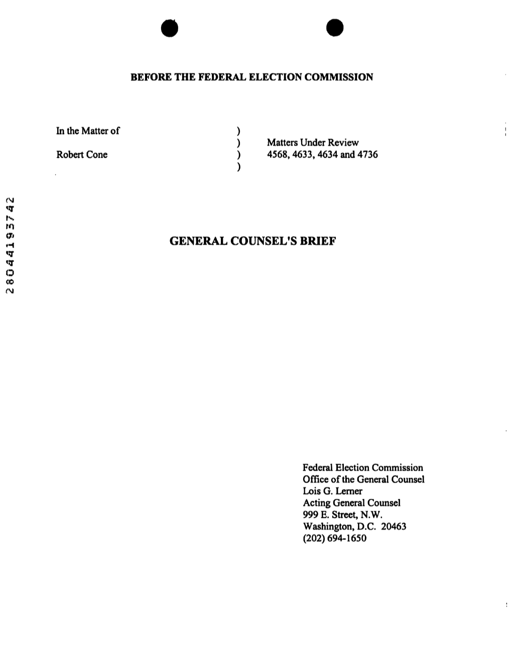 * General Counsel's Brief