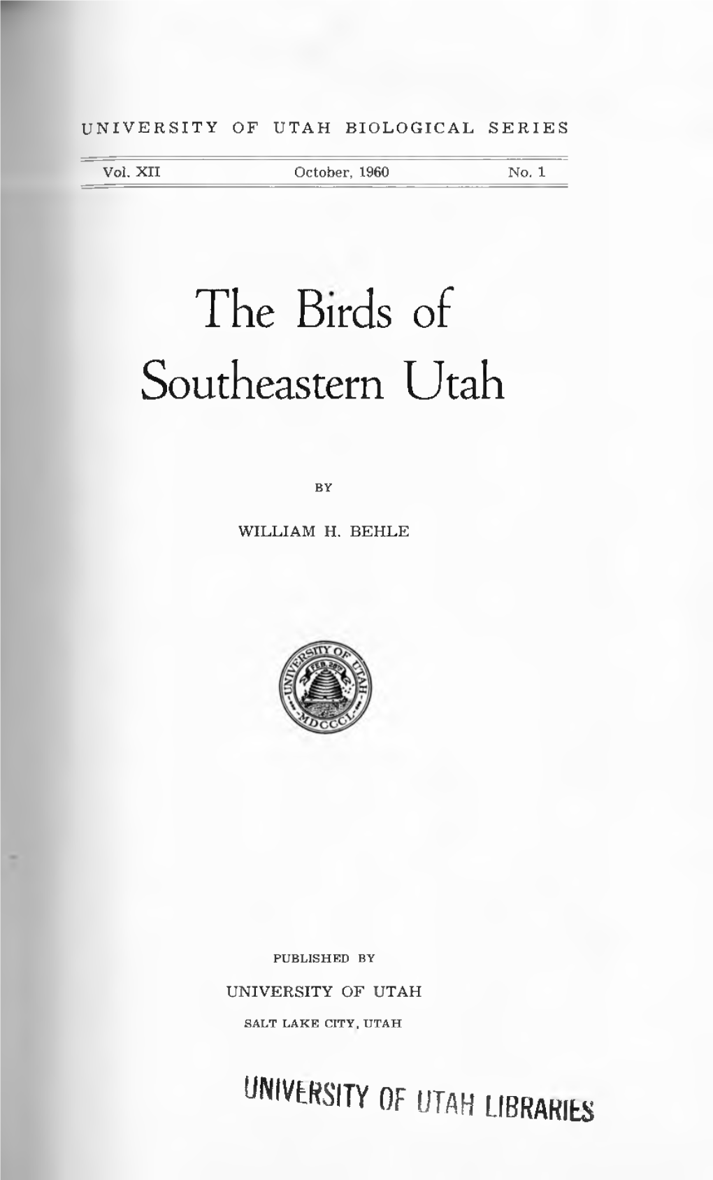 The Birds of Southeastern Utah