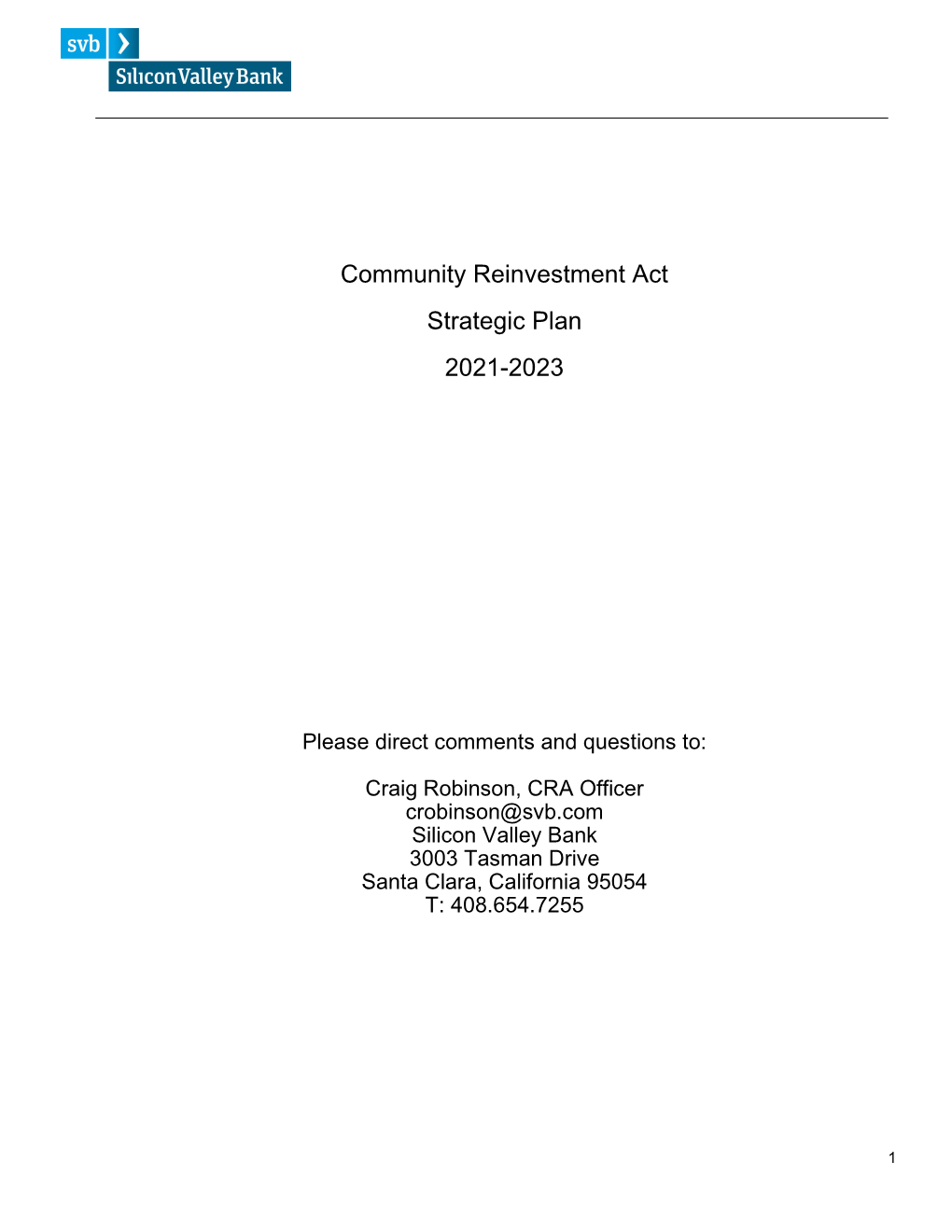 Community Reinvestment Act Strategic Plan 2021-2023
