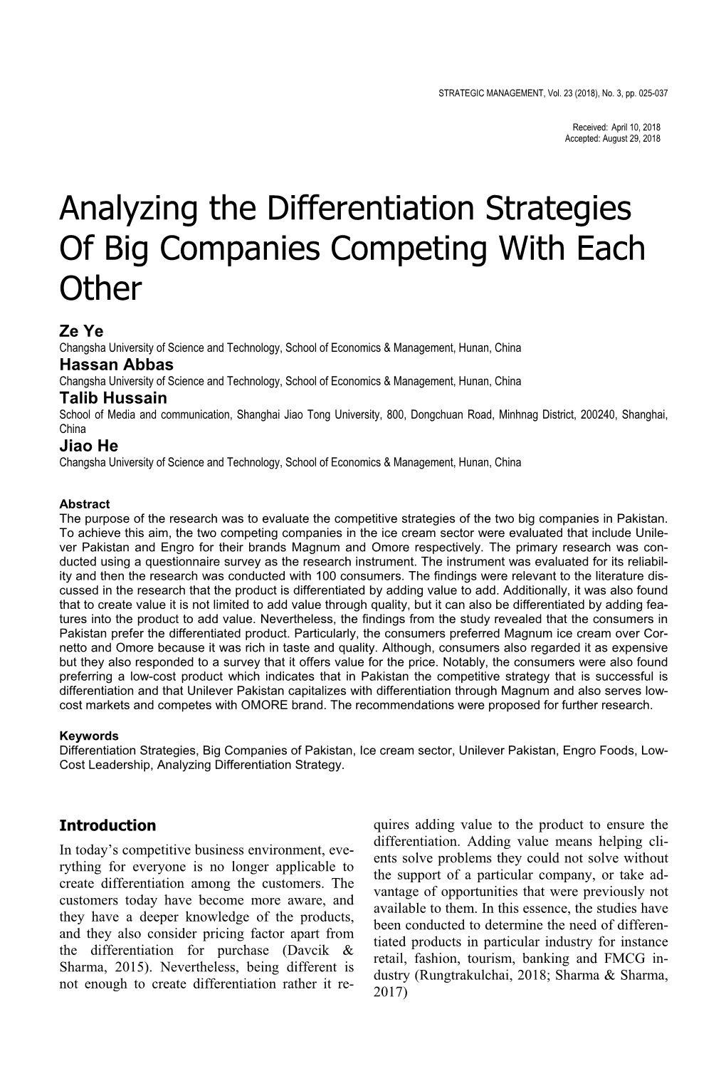 Analyzing the Differentiation Strategies of Big Companies Competing with Each