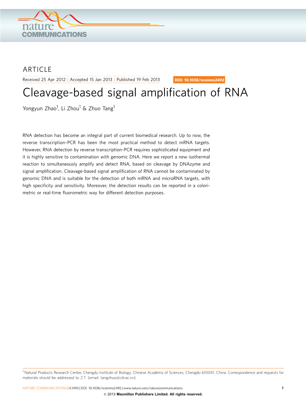 Cleavage-Based Signal Amplification Of