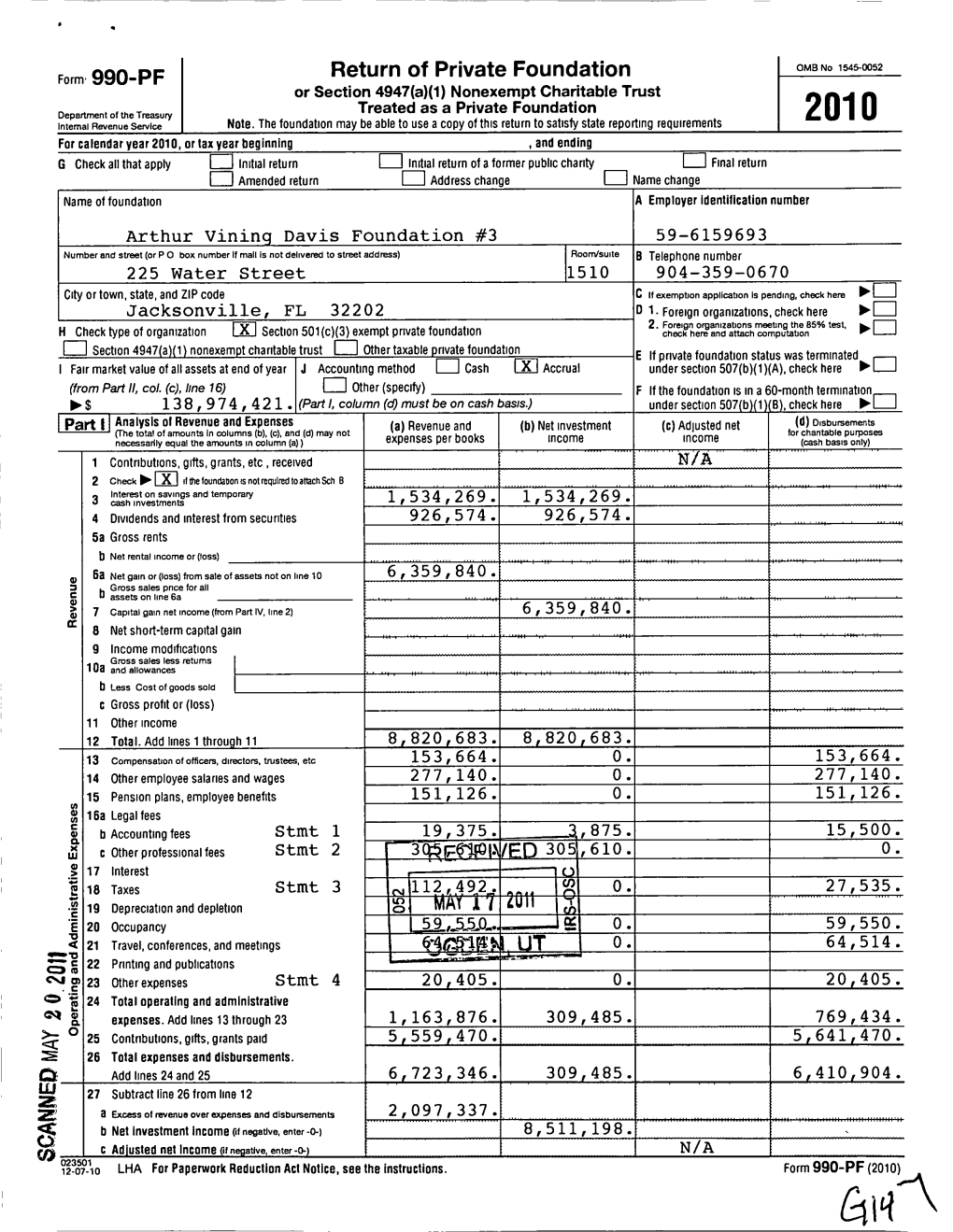 Form- 990-PF Return of Private Foundation OMB No 1545-0052 Or Section 4947(A)(1) Nonexempt Charitable Trust