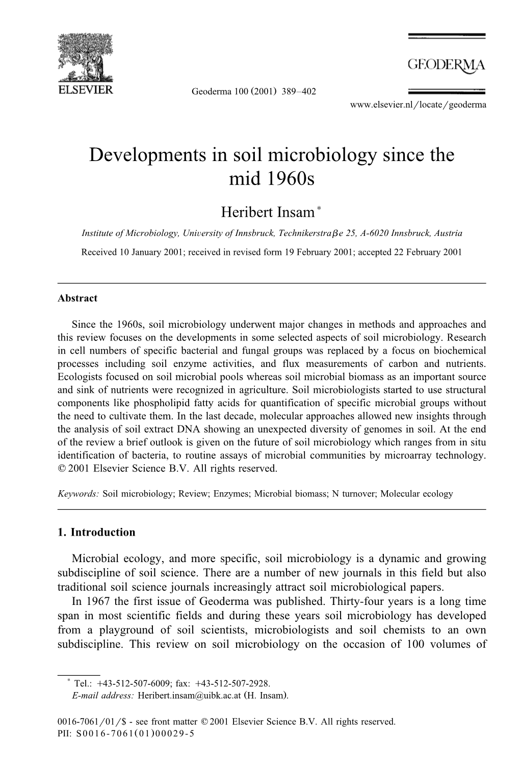 Developments in Soil Microbiology Since the Mid 1960S