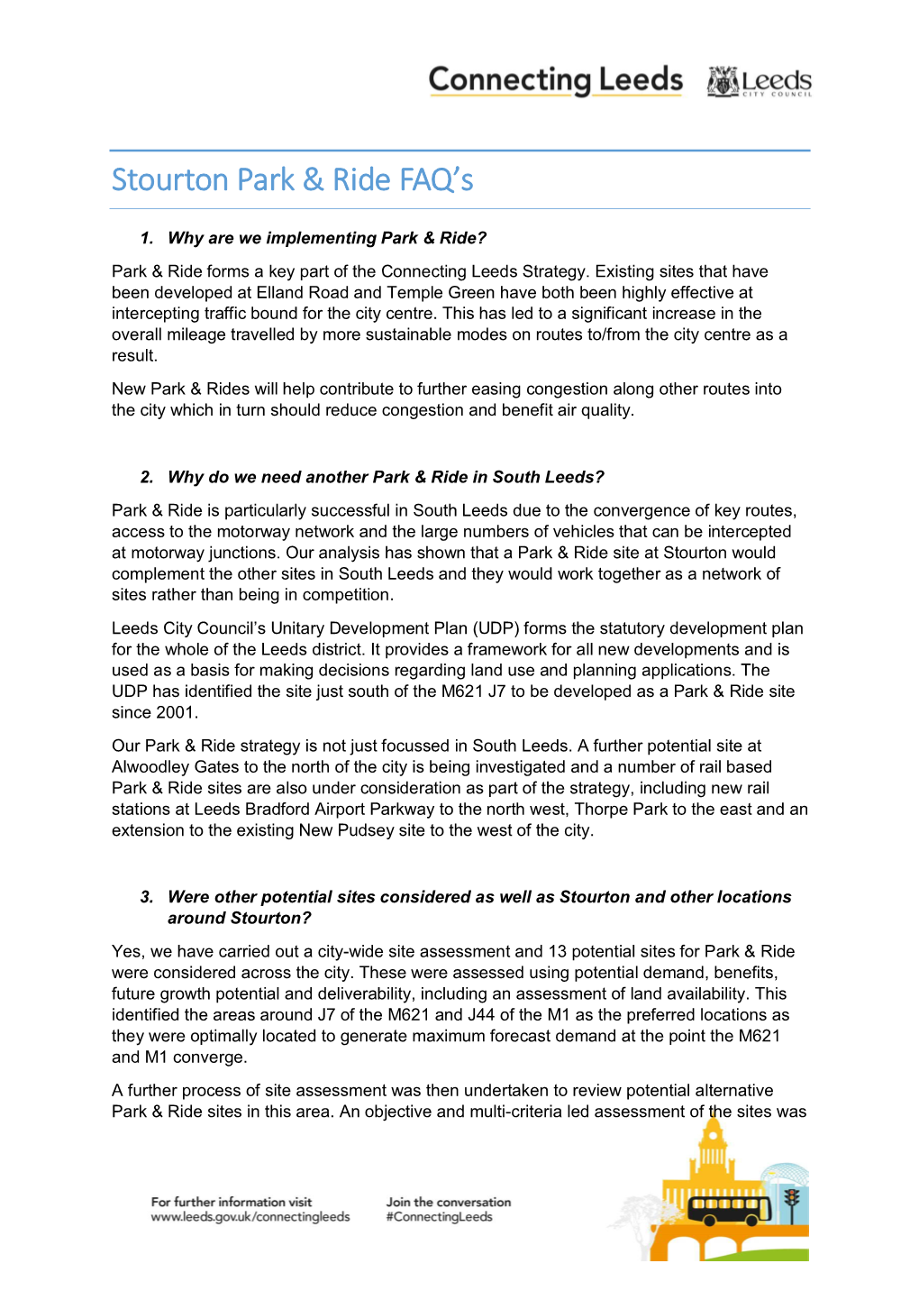 Stourton Park & Ride FAQ's