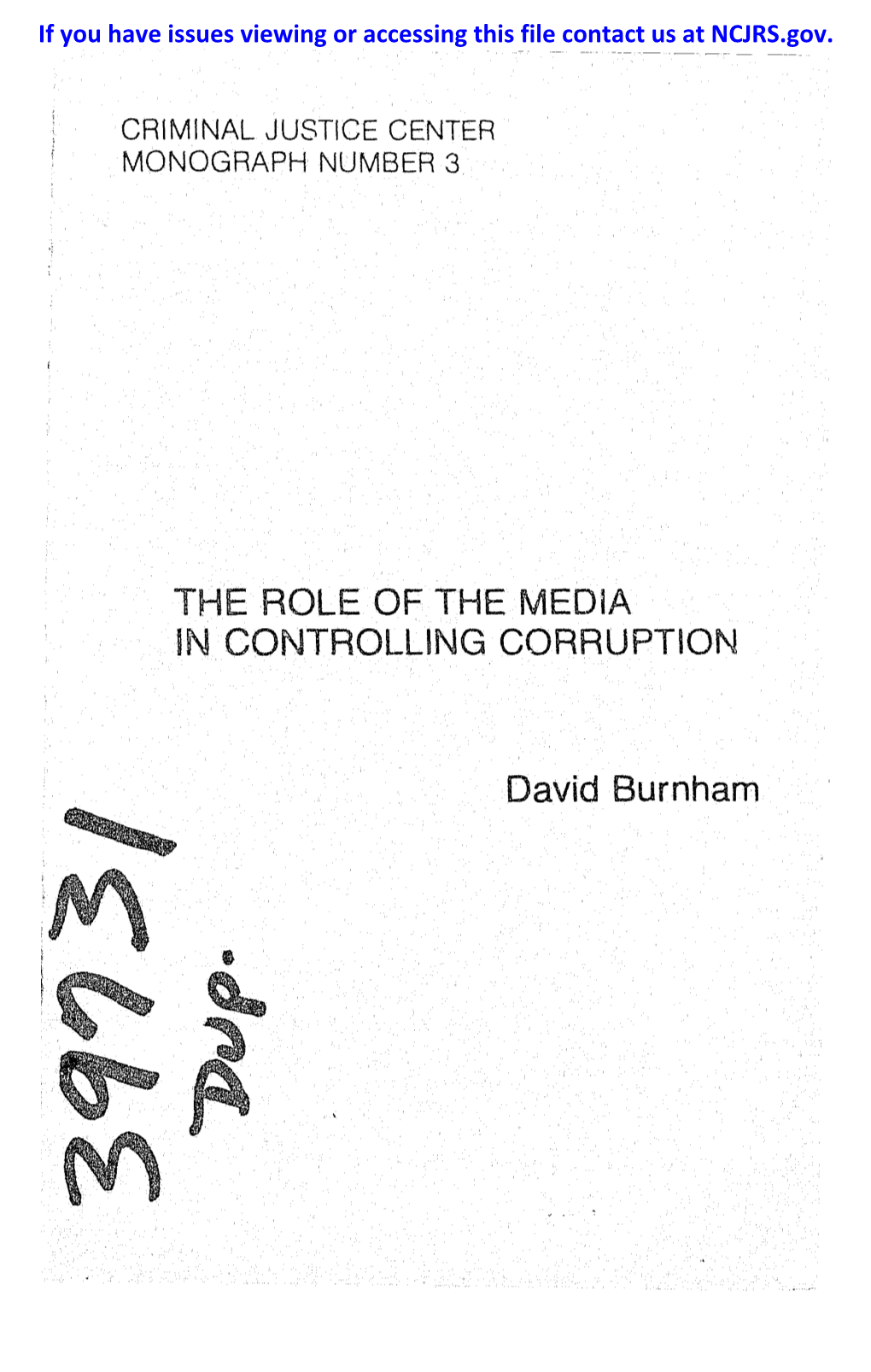 THE ROLE of the Media in CONTROLLING CORRUPTION