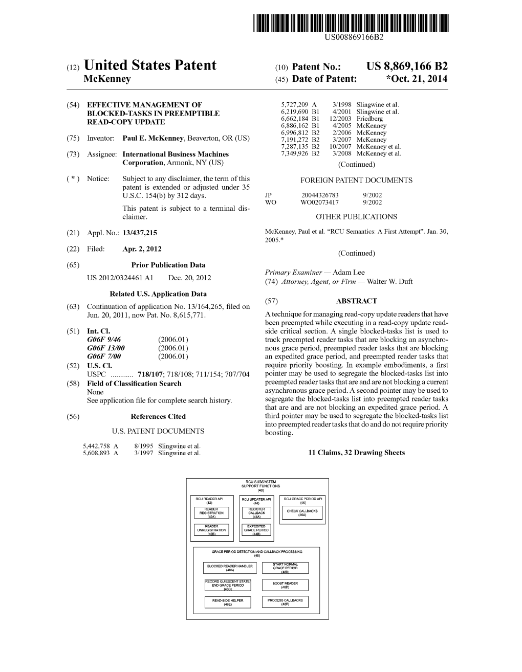 (12) United States Patent (10) Patent N0.: US 8,869,166 B2 Mckenney (45) Date of Patent: *Oct