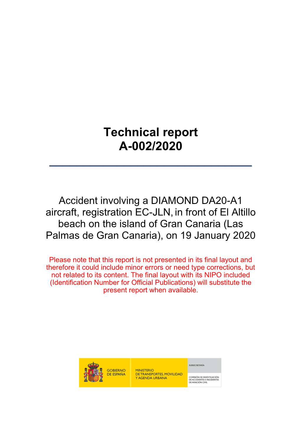 Technical Report A-002/2020 ______