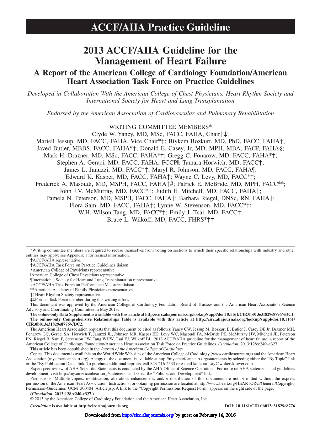 Heart Failure Guidelines ACCF/AHA 2013