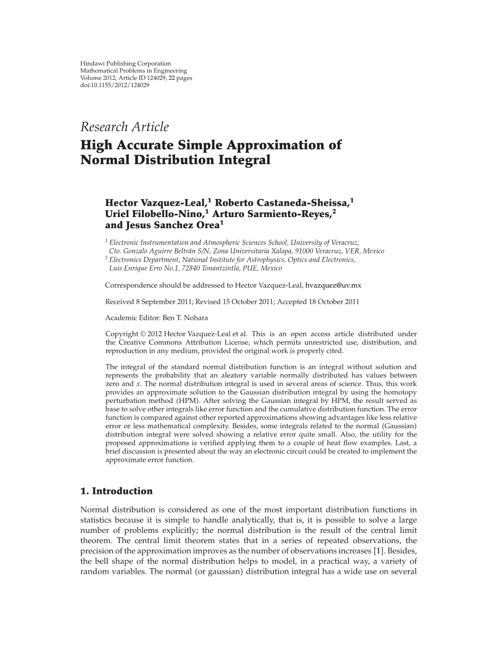 High Accurate Simple Approximation of Normal Distribution Integral