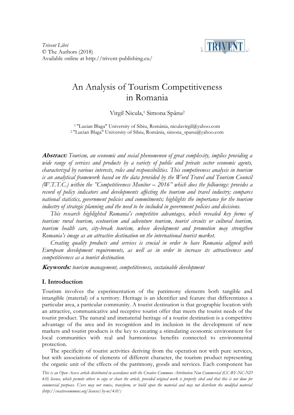 An Analysis of Tourism Competitiveness in Romania
