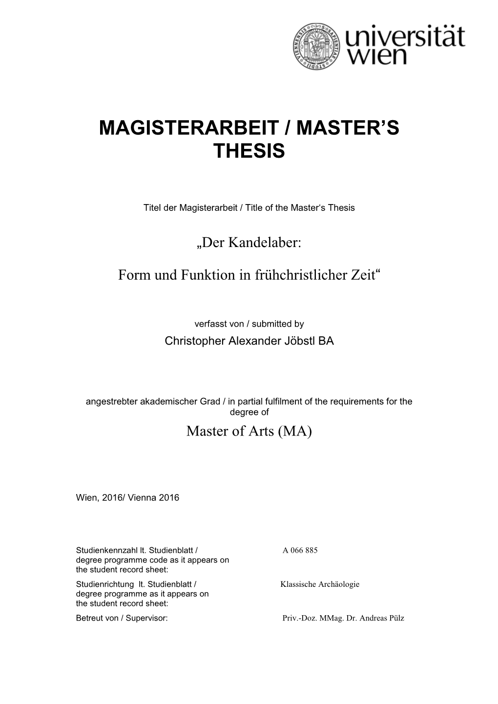 Magisterarbeit / Master's Thesis