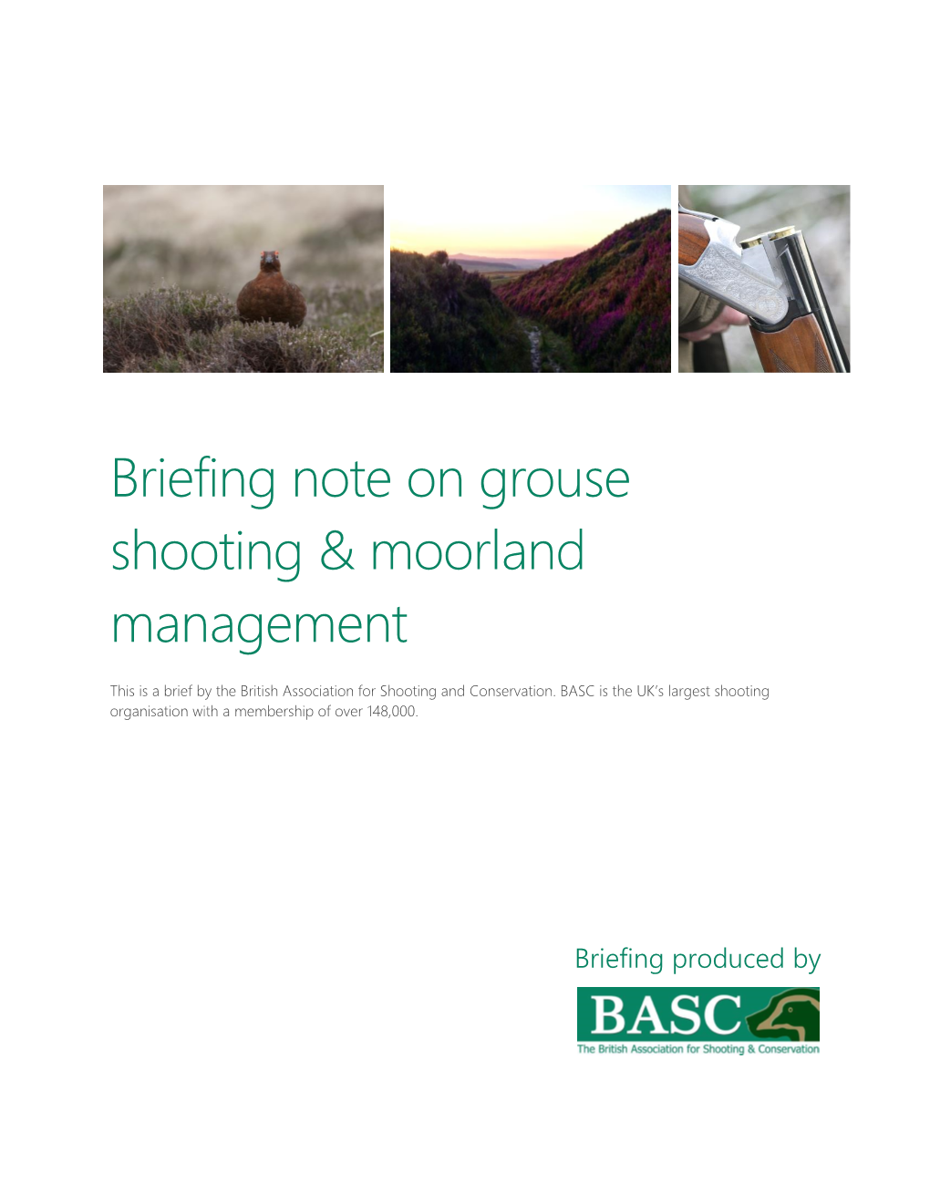 Briefing Note on Grouse Shooting & Moorland Management