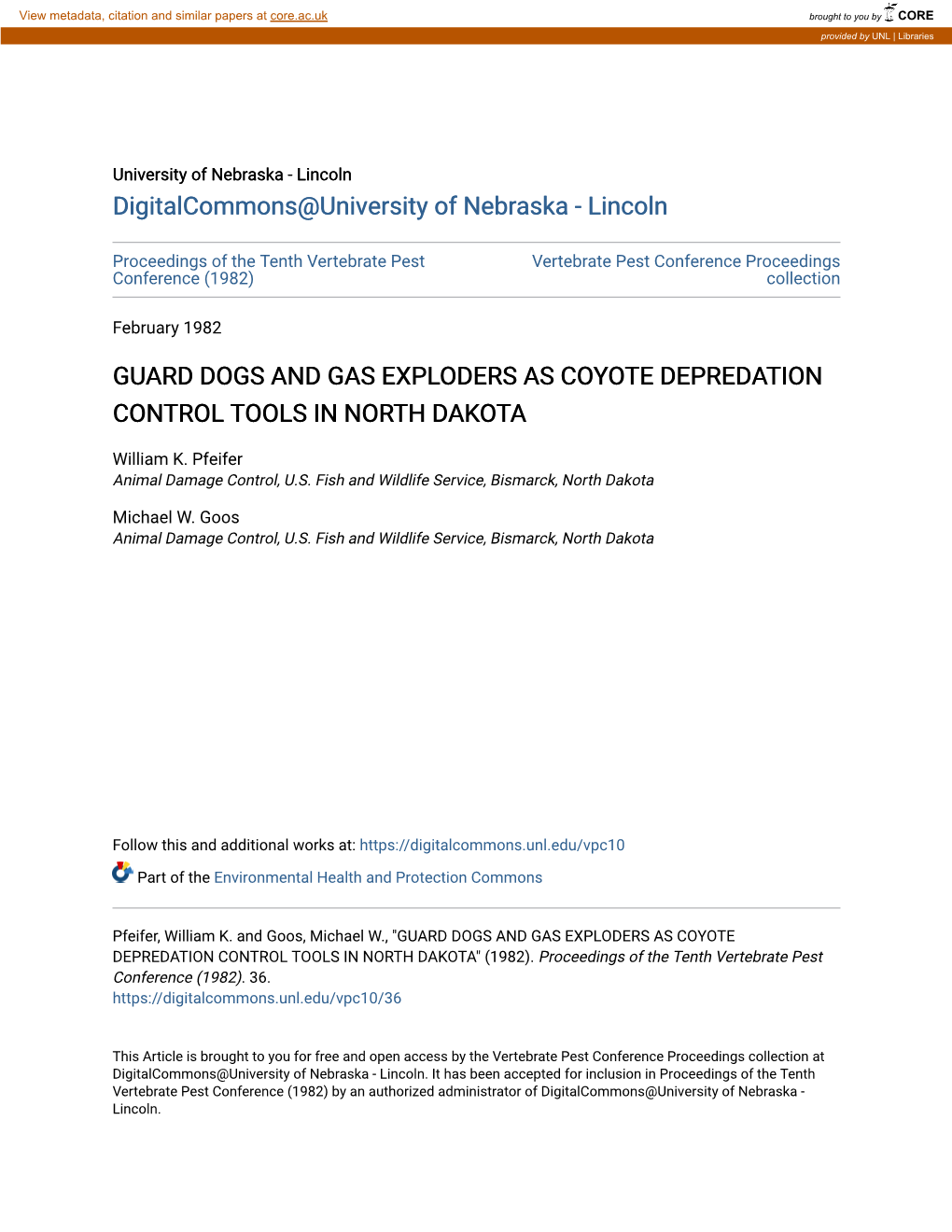 Guard Dogs and Gas Exploders As Coyote Depredation Control Tools in North Dakota