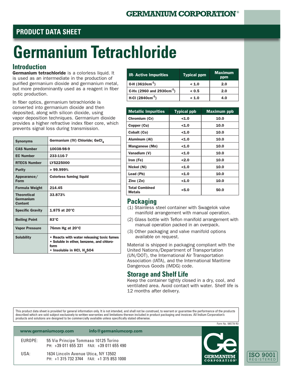 Germanium Tetrachloride 98578 R0