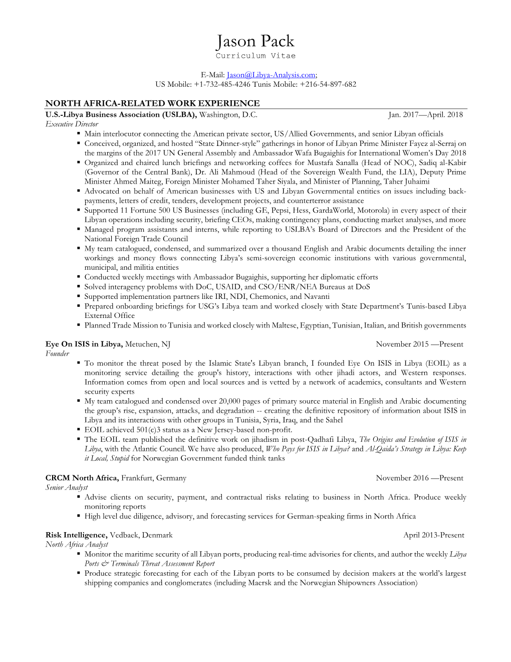 Jason Pack CV