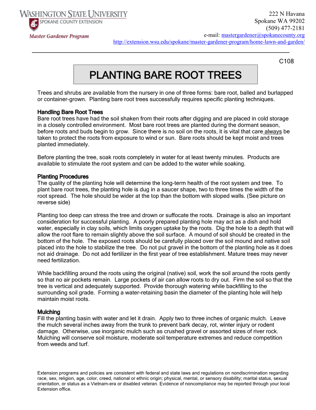 Planting Bare Root Trees