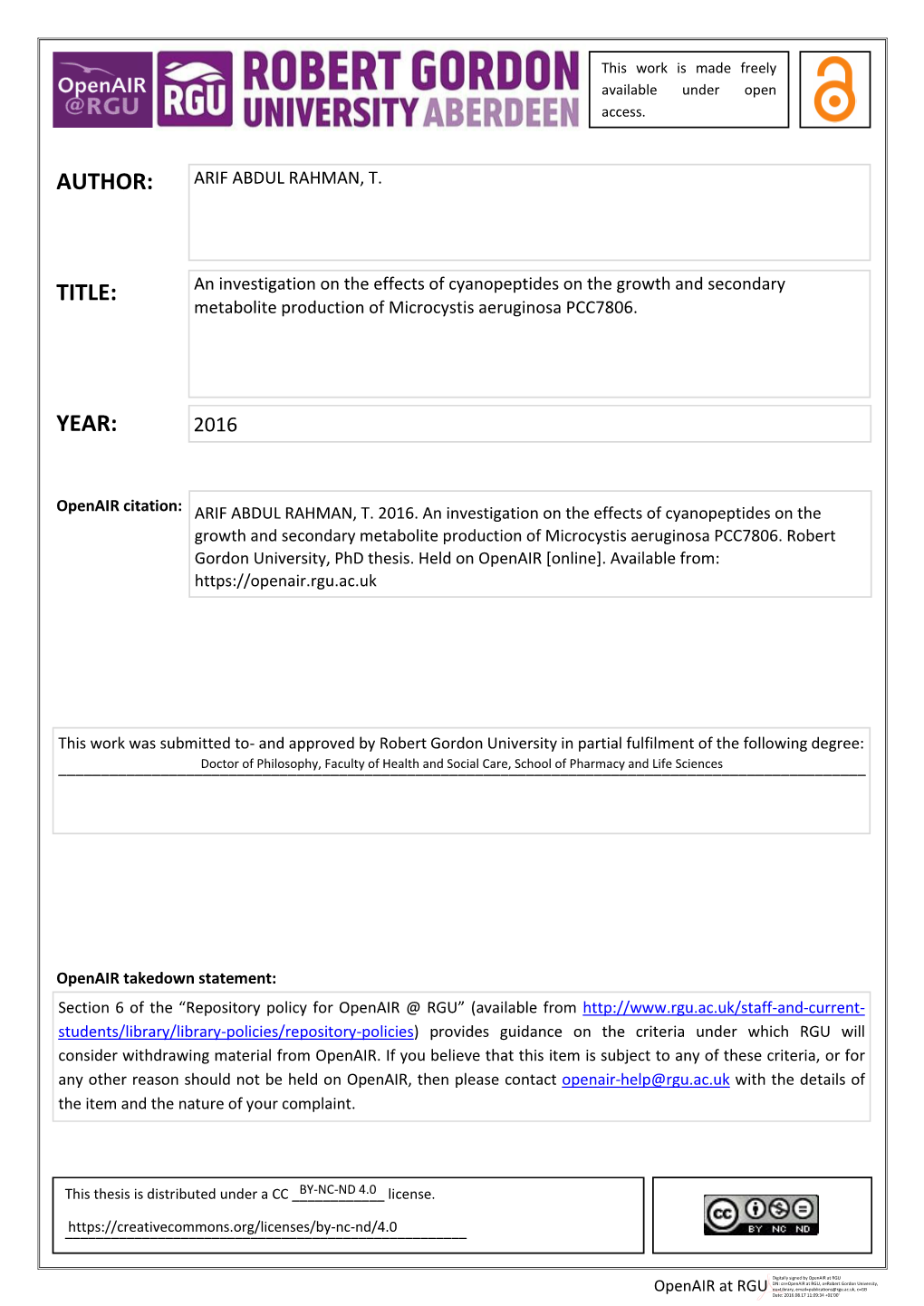 Investigation of Cyanopeptides on the Growth and Secondary Metabolites