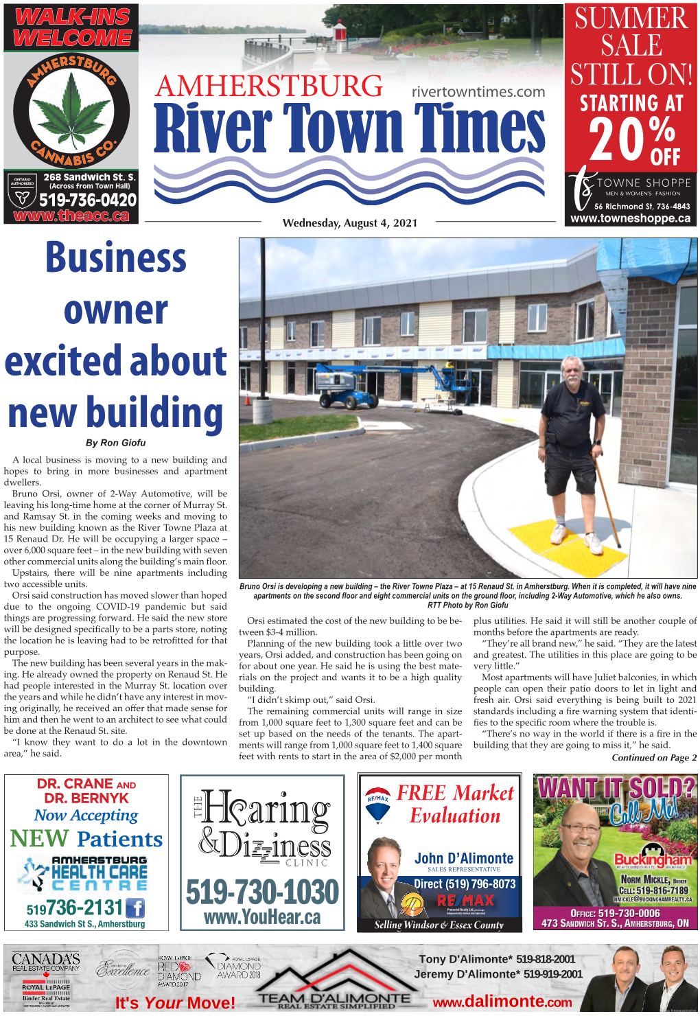 Business Owner Excited About New Building by Ron Giofu a Local Business Is Moving to a New Building and Hopes to Bring in More Businesses and Apartment Dwellers