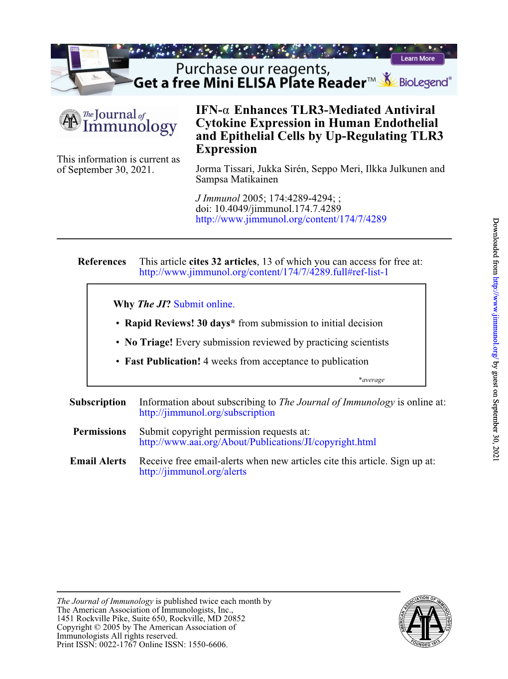 Expression and Epithelial Cells by Up-Regulating TLR3 Cytokine