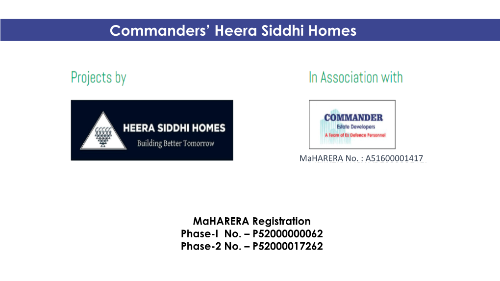 Commanders' Heera Siddhi Homes