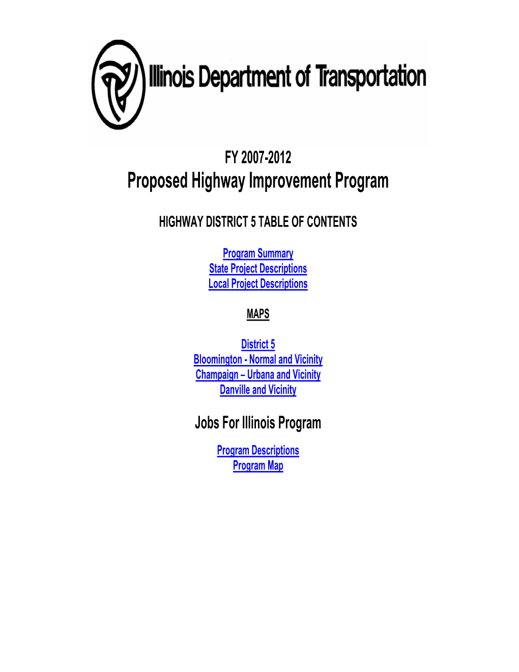 Proposed Highway Improvement Program