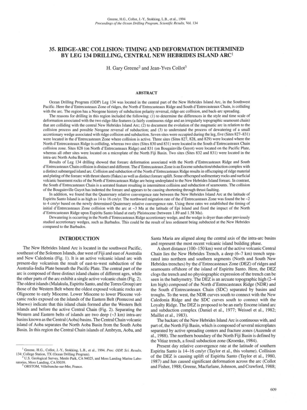 Timing and Deformation Determined by Leg 134 Drilling, Central New Hebrides Island Arc1