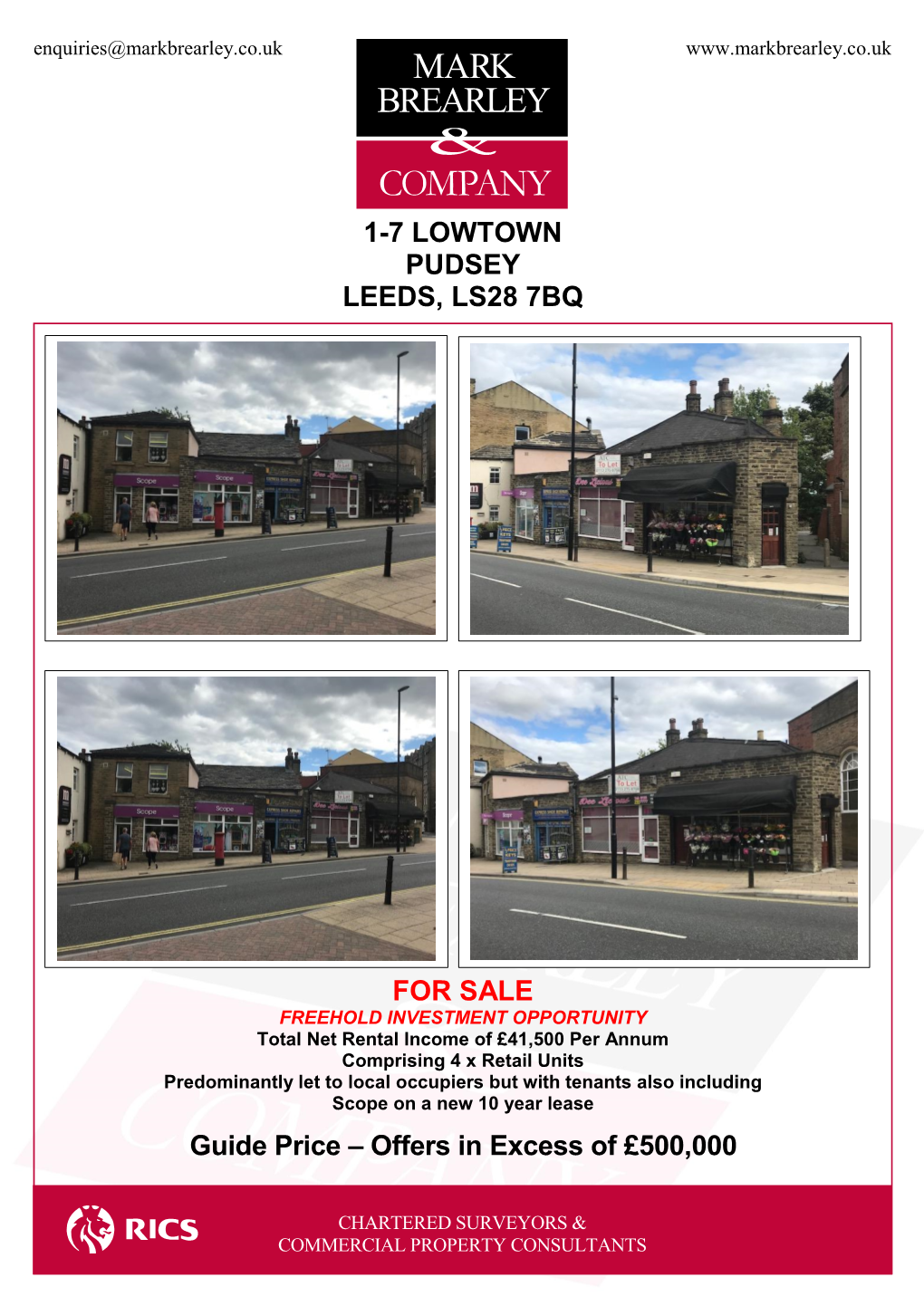 1-7 LOWTOWN PUDSEY LEEDS, LS28 7BQ for SALE Guide Price