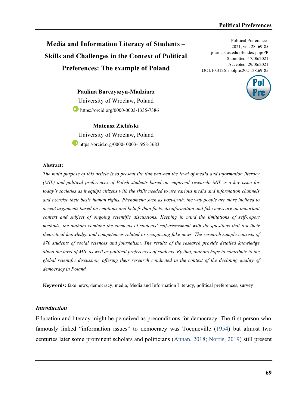 Skills and Challenges in the Context of Political Preferences