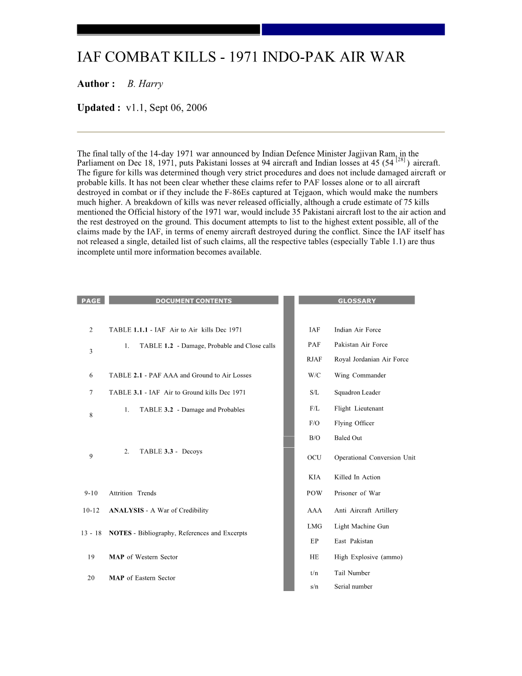 Iaf Combat Kills - 1971 Indo-Pak Air War