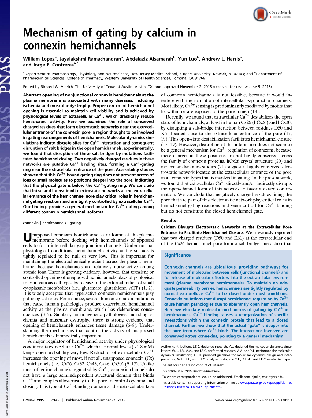 Mechanism of Gating by Calcium in Connexin Hemichannels