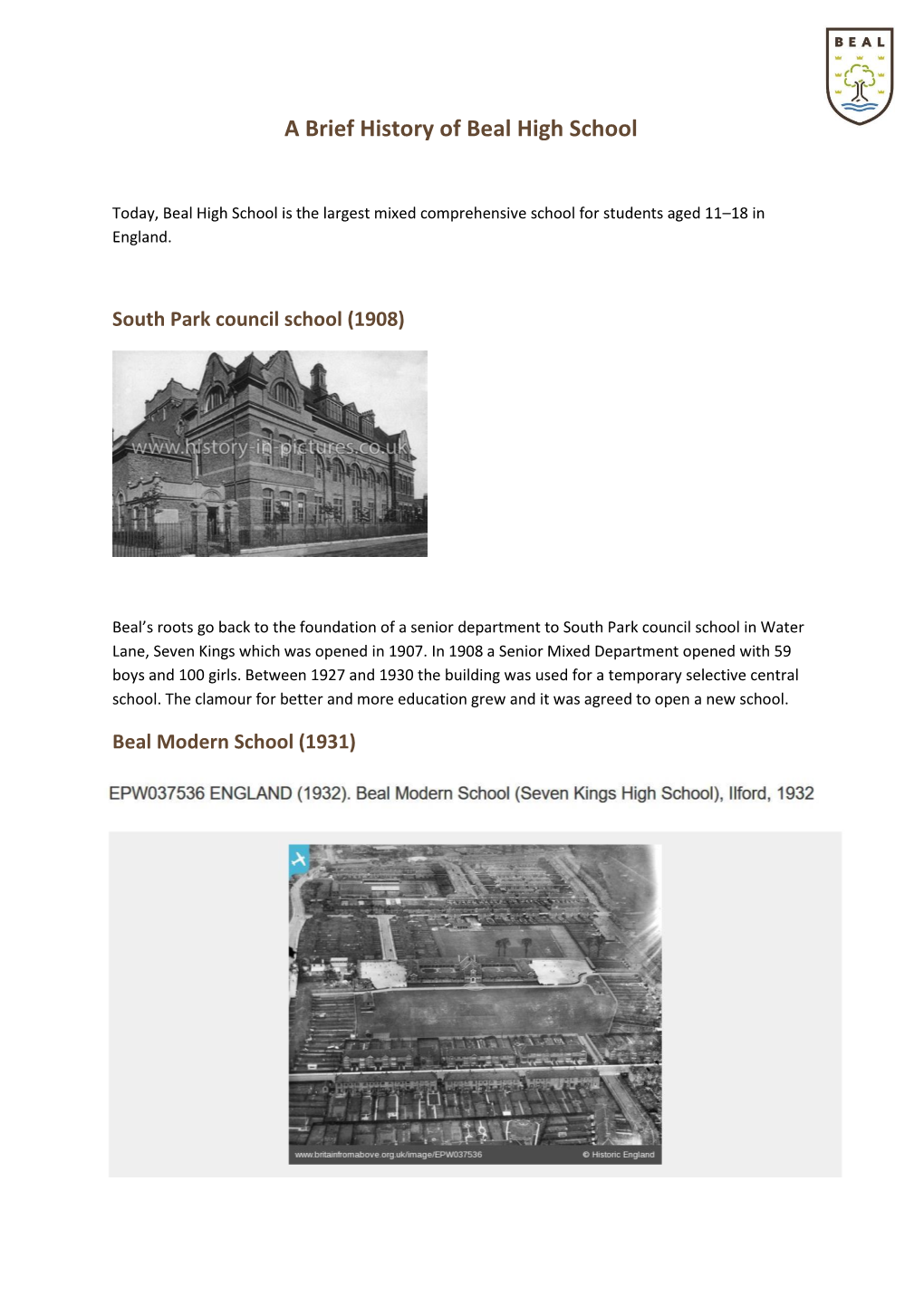 A History of the School