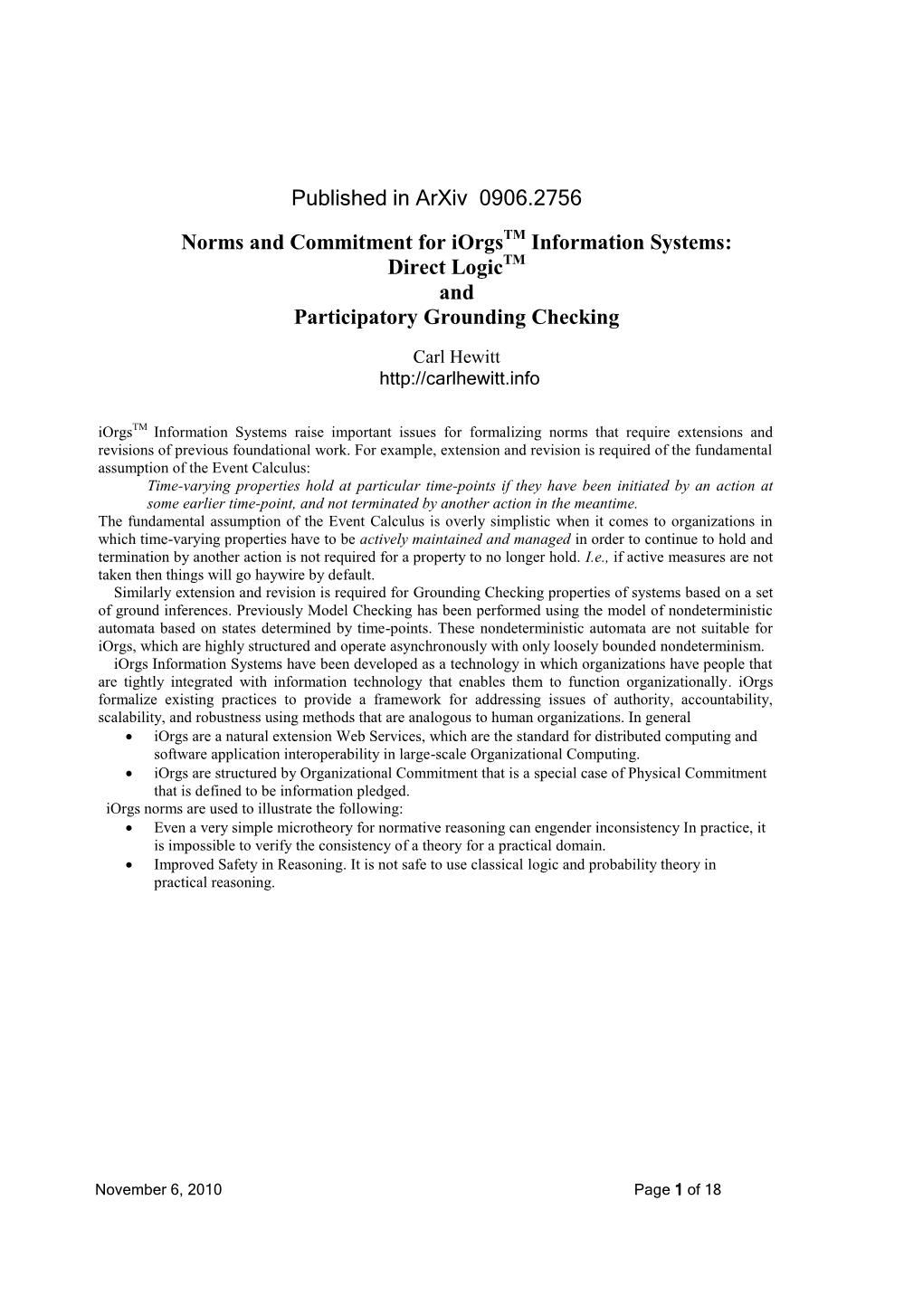 Published in Arxiv 0906.2756 Norms and Commitment for Iorgstm