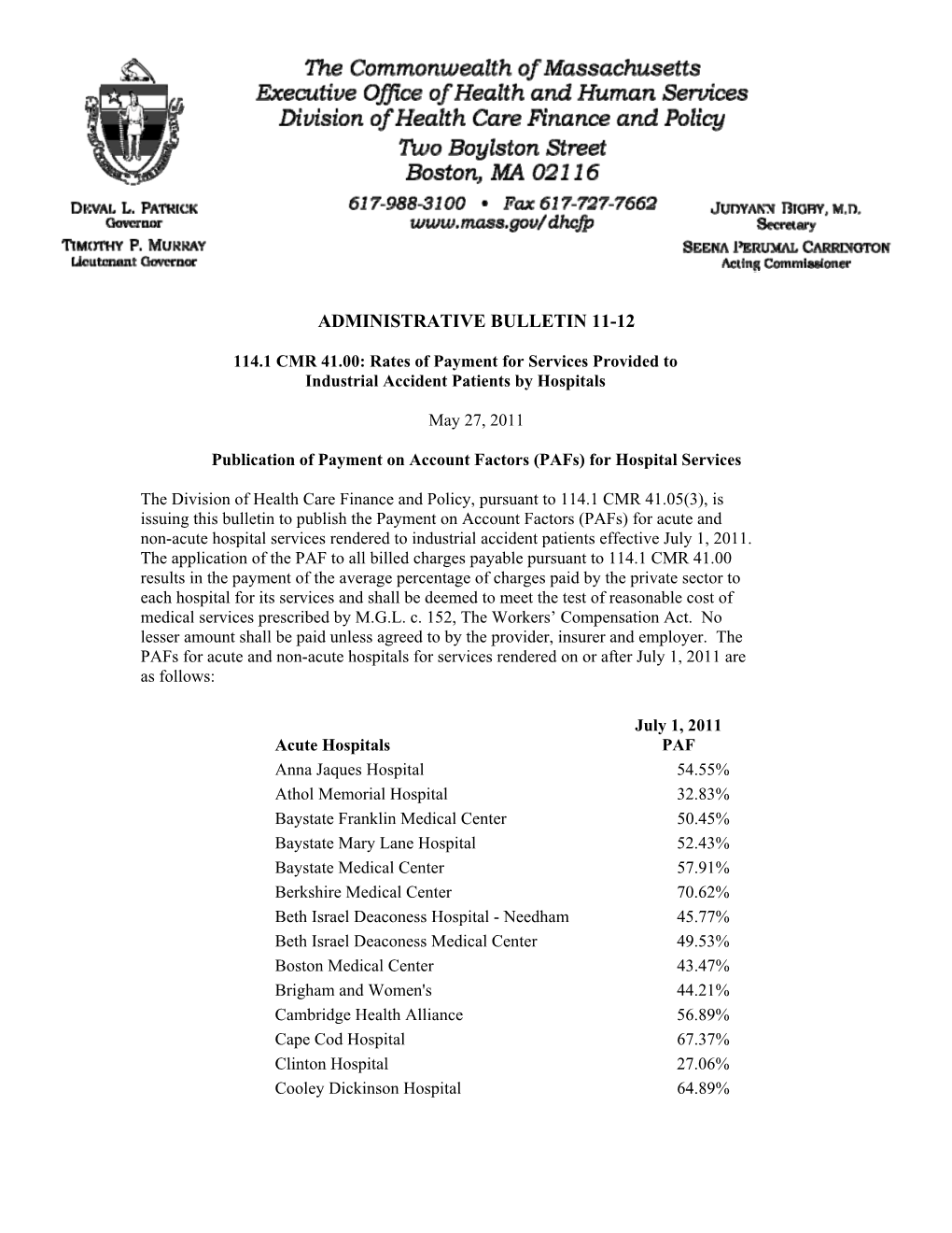 Administrative Bulletin 11-12